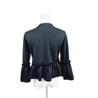PrettyLittleThing Black Frill Cropped Jacket US 8 / UK 12 - Thumbnail 3