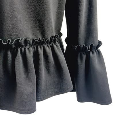 PrettyLittleThing Black Frill Cropped Jacket US 8 / UK 12 - Thumbnail 4