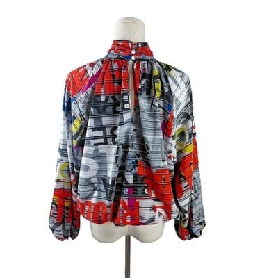 NWOT Gabrielle Union New York & Company Graphic Print Blouse S - Thumbnail 4