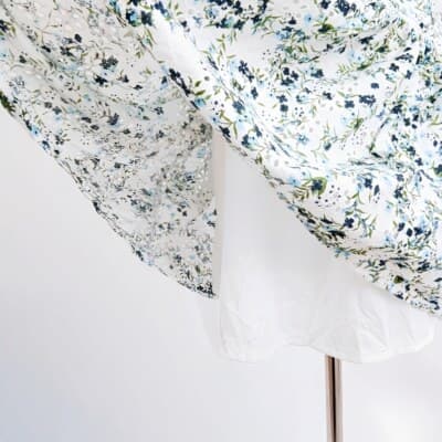 Jessica Simpson White Floral Tie-Back Mini Dress XS Puff Sleeves Empire Waist - Thumbnail 5