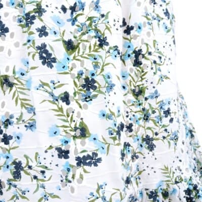 Jessica Simpson White Floral Tie-Back Mini Dress XS Puff Sleeves Empire Waist - Thumbnail 6