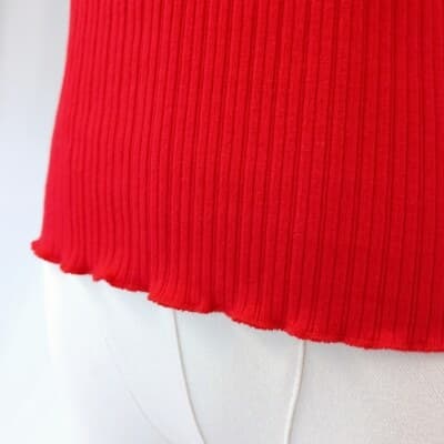 Ambiance Red Ribbed Lettuce-Edge Y2K Top S - Thumbnail 6