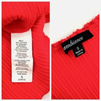 Ambiance Red Ribbed Lettuce-Edge Y2K Top S - Thumbnail 7