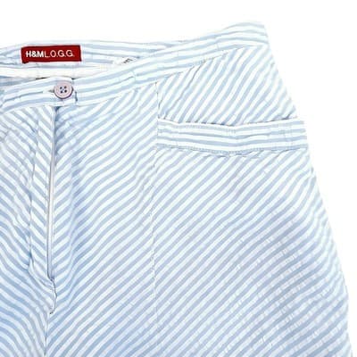 H&M L.O.G.G. Blue & White Striped Mini Skirt 4 - Thumbnail 3