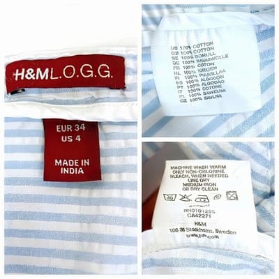 H&M L.O.G.G. Blue & White Striped Mini Skirt 4 - Thumbnail 5
