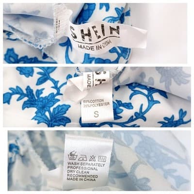 SHEIN Boho Blue & White Print Mini Dress S - Thumbnail 6