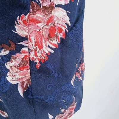 Maurices Navy Floral Ruffle-Sleeve Blouse M - Thumbnail 7