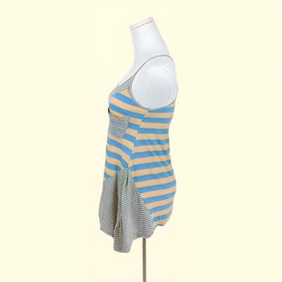 Shelly Striped Asymmetrical Boho Tank Top M - Thumbnail 2