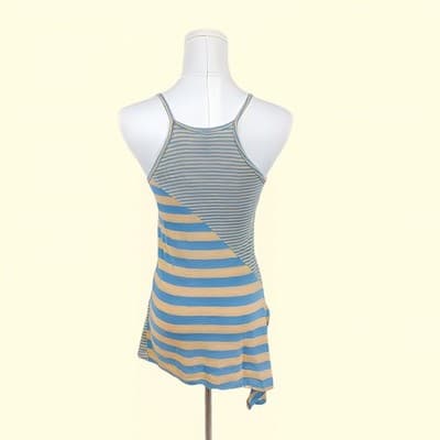 Shelly Striped Asymmetrical Boho Tank Top M - Thumbnail 3