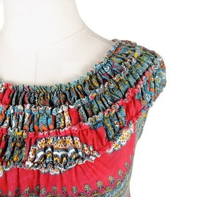 Boho 70s Style Anthropologie Paisley Off Shoulder Peasant Top XS Meadow Rue - Thumbnail 3