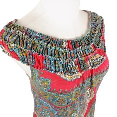 Boho 70s Style Anthropologie Paisley Off Shoulder Peasant Top XS Meadow Rue - Thumbnail 4
