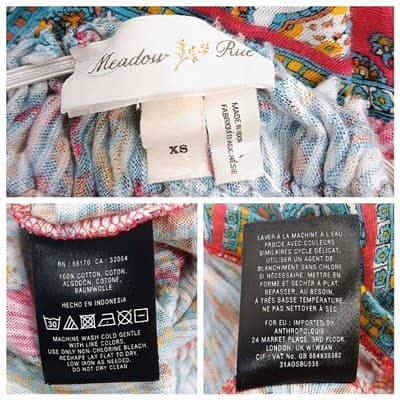 Boho 70s Style Anthropologie Paisley Off Shoulder Peasant Top XS Meadow Rue - Thumbnail 6