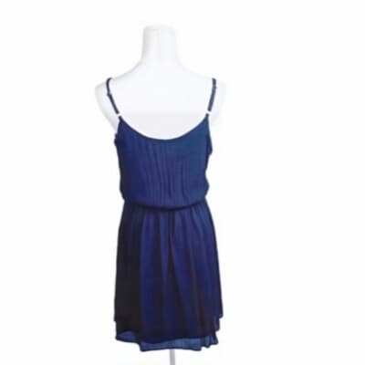 IZ Byer Navy Beaded Dress M Fit-and-Flare V-Neckline Adjustable Straps Mini - Thumbnail 2