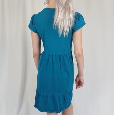 Time and Tru Turquoise Flutter Sleeve Tiered Dress S - Thumbnail 3