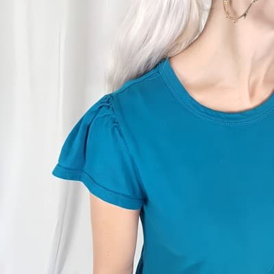 Time and Tru Turquoise Flutter Sleeve Tiered Dress S - Thumbnail 4