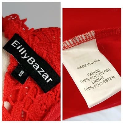 Eilly Bazar Red Sleeveless Lace Overlay Mini Cocktail Dress S - Thumbnail 8