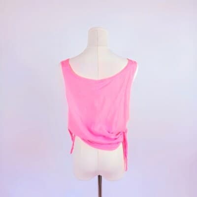 PINK Victoria's Secret Side-Tie Tank Top M Pink Sleeveless Round Neckline Ties - Thumbnail 2