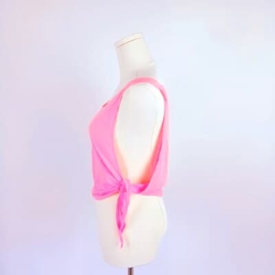 PINK Victoria's Secret Side-Tie Tank Top M Pink Sleeveless Round Neckline Ties - Thumbnail 3