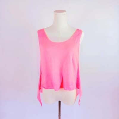 PINK Victoria's Secret Side-Tie Tank Top M Pink Sleeveless Round Neckline Ties - Thumbnail 5