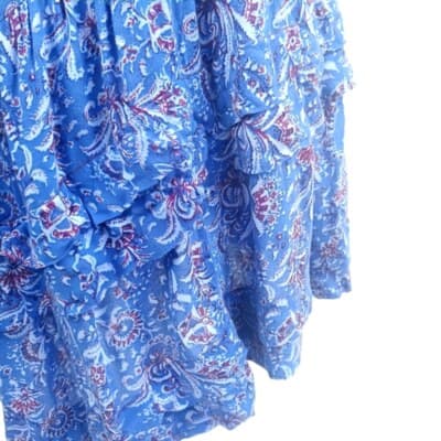 Intimately Free People Blue Paisley Ruffle Mini Dress M Rayon Boho Sleeveless - Thumbnail 4