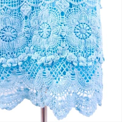 Jennie & Marlis Light Blue Lace Dress Tiered Sleeveless Crochet Aqua Size S - Thumbnail 4