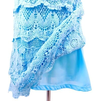Jennie & Marlis Light Blue Lace Dress Tiered Sleeveless Crochet Aqua Size S - Thumbnail 5