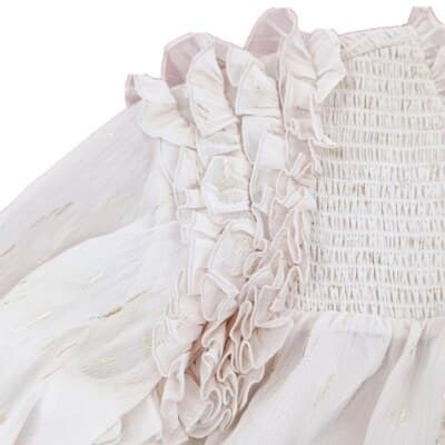 NWT Joe's Jeans Sheer Smocked Blouse S Babydoll Style Blush/Cream Metallic Gold - Thumbnail 6