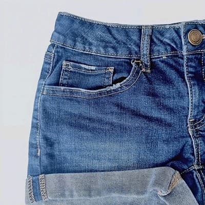 Sexy Jean Shortie Shorts Cuffed Authentic American Heritage Blue Denim Juniors 3 - Thumbnail 2