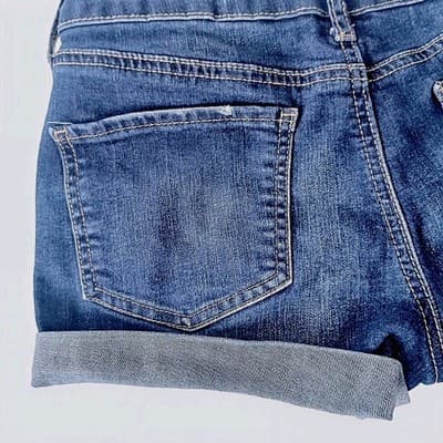 Sexy Jean Shortie Shorts Cuffed Authentic American Heritage Blue Denim Juniors 3 - Thumbnail 3