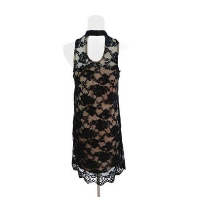 Love, Fire Black and Nude Lace Mini Dress S - Thumbnail 3