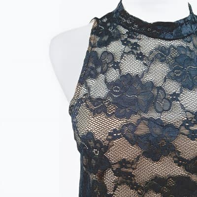 Love, Fire Black and Nude Lace Mini Dress S - Thumbnail 4