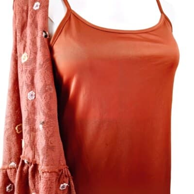 Miami Rust Red Embroidered Keyhole Dress Sleeveless Ruffle Hem Size S - Thumbnail 8