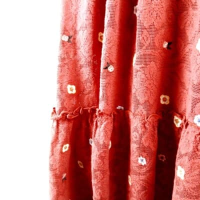 Miami Rust Red Embroidered Keyhole Dress Sleeveless Ruffle Hem Size S - Thumbnail 6