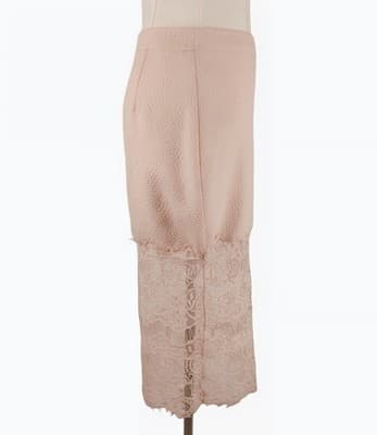 ASTR The Label Blush Pink High Waisted Sheer Lace Midi Skirt S - Thumbnail 2