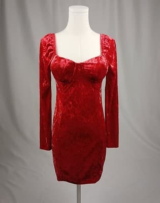 Madden NYC Red Velour Bodycon Dress Juniors S / Women’s XS - Image 1