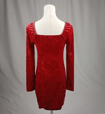 Madden NYC Red Velour Bodycon Dress Juniors S / Women’s XS - Thumbnail 3