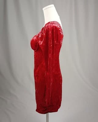 Madden NYC Red Velour Bodycon Dress Juniors S / Women’s XS - Thumbnail 2