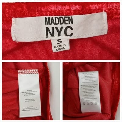 Madden NYC Red Velour Bodycon Dress Juniors S / Women’s XS - Thumbnail 5