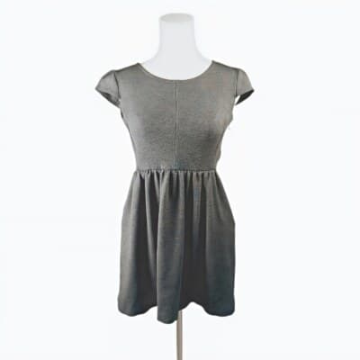 Madewell Gray Ponte Skater Dress Cap Sleeves Crew Neck Side Zip Size XS - Image 1
