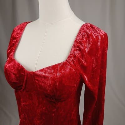 Madden NYC Red Velour Bodycon Dress Juniors S / Women’s XS - Thumbnail 4