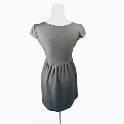 Madewell Gray Ponte Skater Dress Cap Sleeves Crew Neck Side Zip Size XS - Thumbnail 2