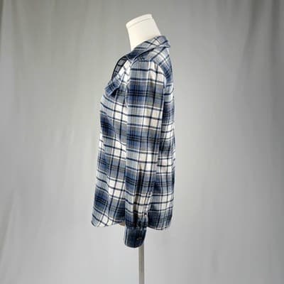 Chaps Cotton Blue and White Plaid Zip-Front Shirt S - Thumbnail 2