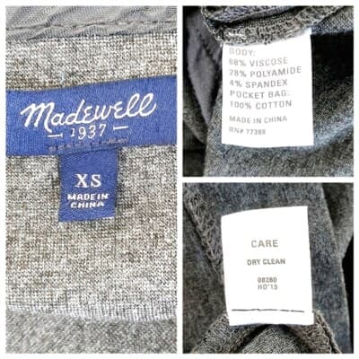 Madewell Gray Ponte Skater Dress Cap Sleeves Crew Neck Side Zip Size XS - Thumbnail 5