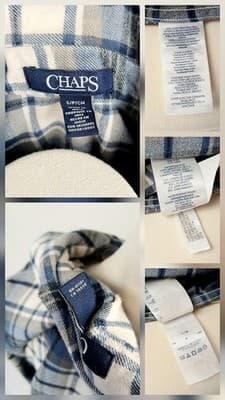 Chaps Cotton Blue and White Plaid Zip-Front Shirt S - Thumbnail 6