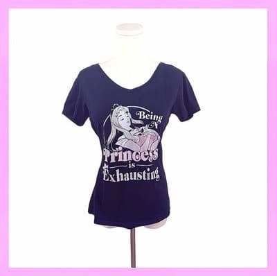 Disney Black Sleeping Beauty Graphic T-Shirt S - Image 1