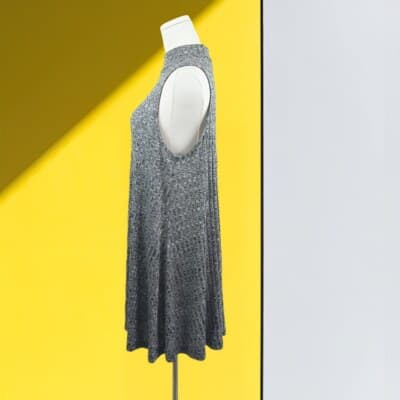 USA Made Flowy Heather Gray Swing Dress Sleeveless Loose Stretchy Knit M Entro - Thumbnail 2