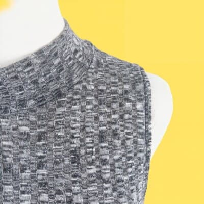 USA Made Flowy Heather Gray Swing Dress Sleeveless Loose Stretchy Knit M Entro - Thumbnail 4