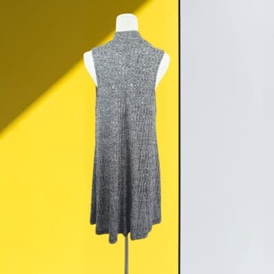 USA Made Flowy Heather Gray Swing Dress Sleeveless Loose Stretchy Knit M Entro - Thumbnail 3