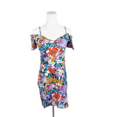 NWOT Motel Urban Outfitters 90s Off-The-Shoulder Floral Mini Dress M - Thumbnail 5