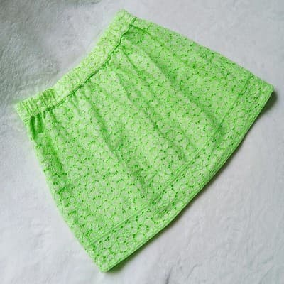 J. Crew Neon Green Floral Lace High-Rise Mini Skirt XS - Thumbnail 2